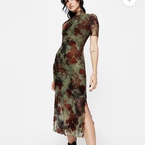 Disturbia Green and Brown Floral Midaxi Dress
